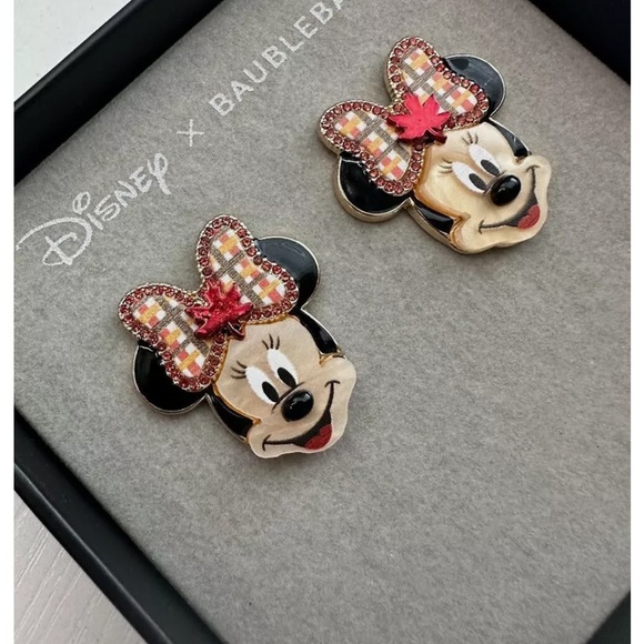 NEW BaubleBar x Disney Minnie Mouse Maple Leaf Earrings - Picture 6 of 10
